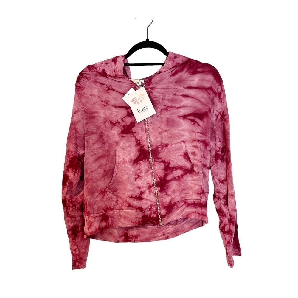 New Nordstrom Baea French Terry Hoodie Plum Tie Dye Women's Size Small (2)